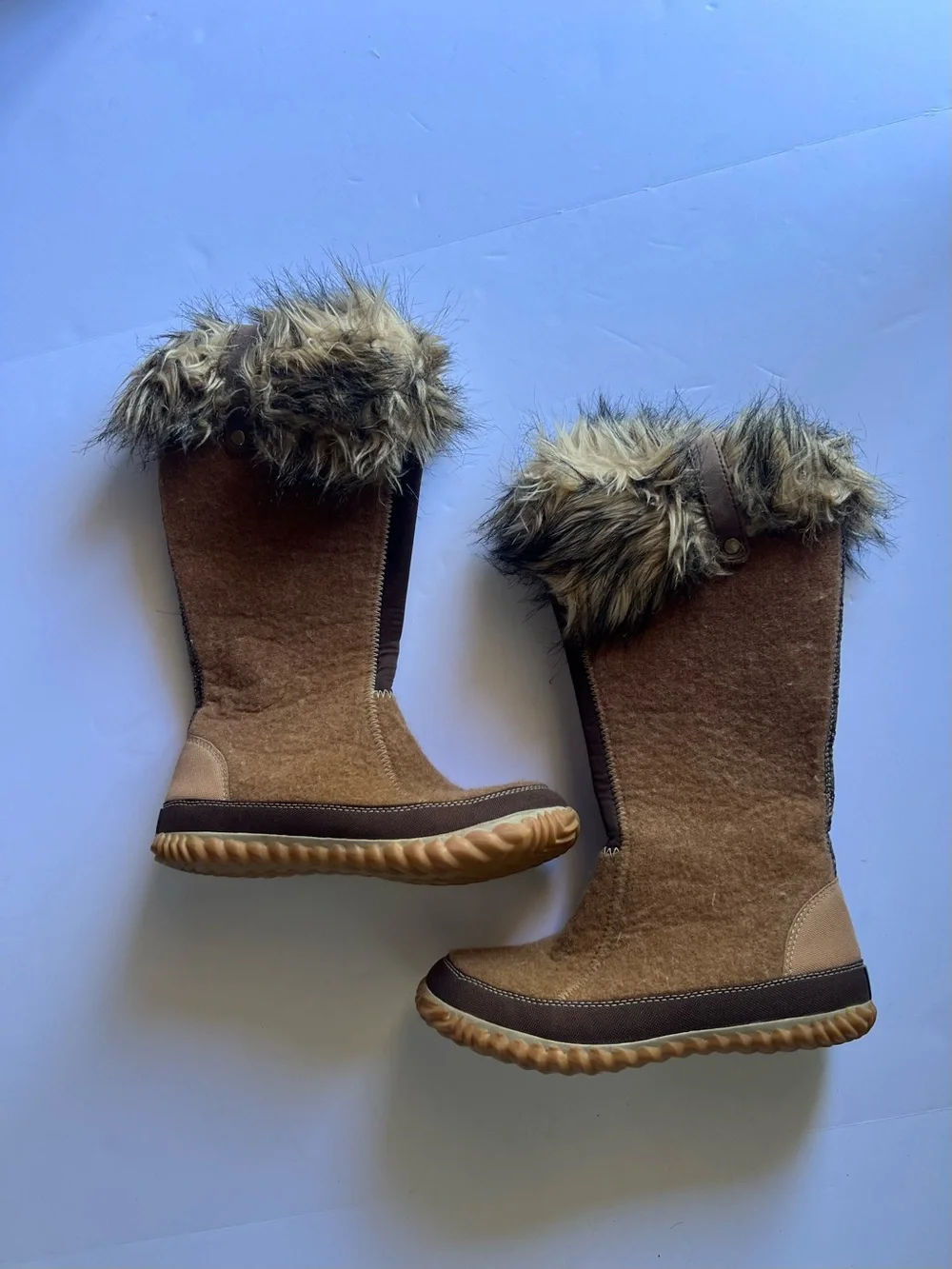 Sorel  Tall Brown Faux-Fur Trim Winter Boots